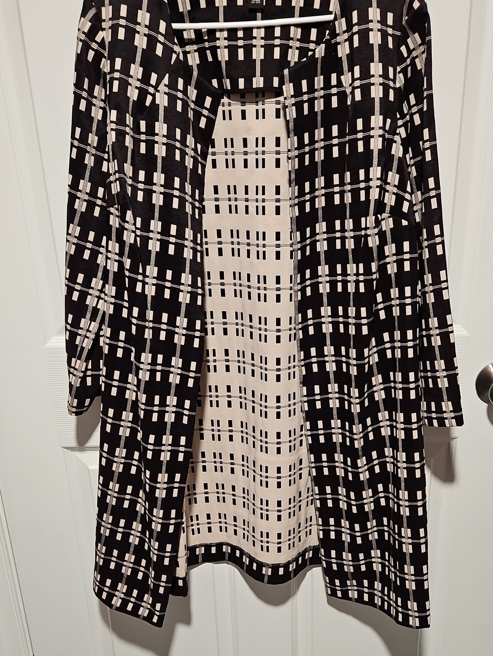 Alfani Black and Cream Geometric Open Jacket